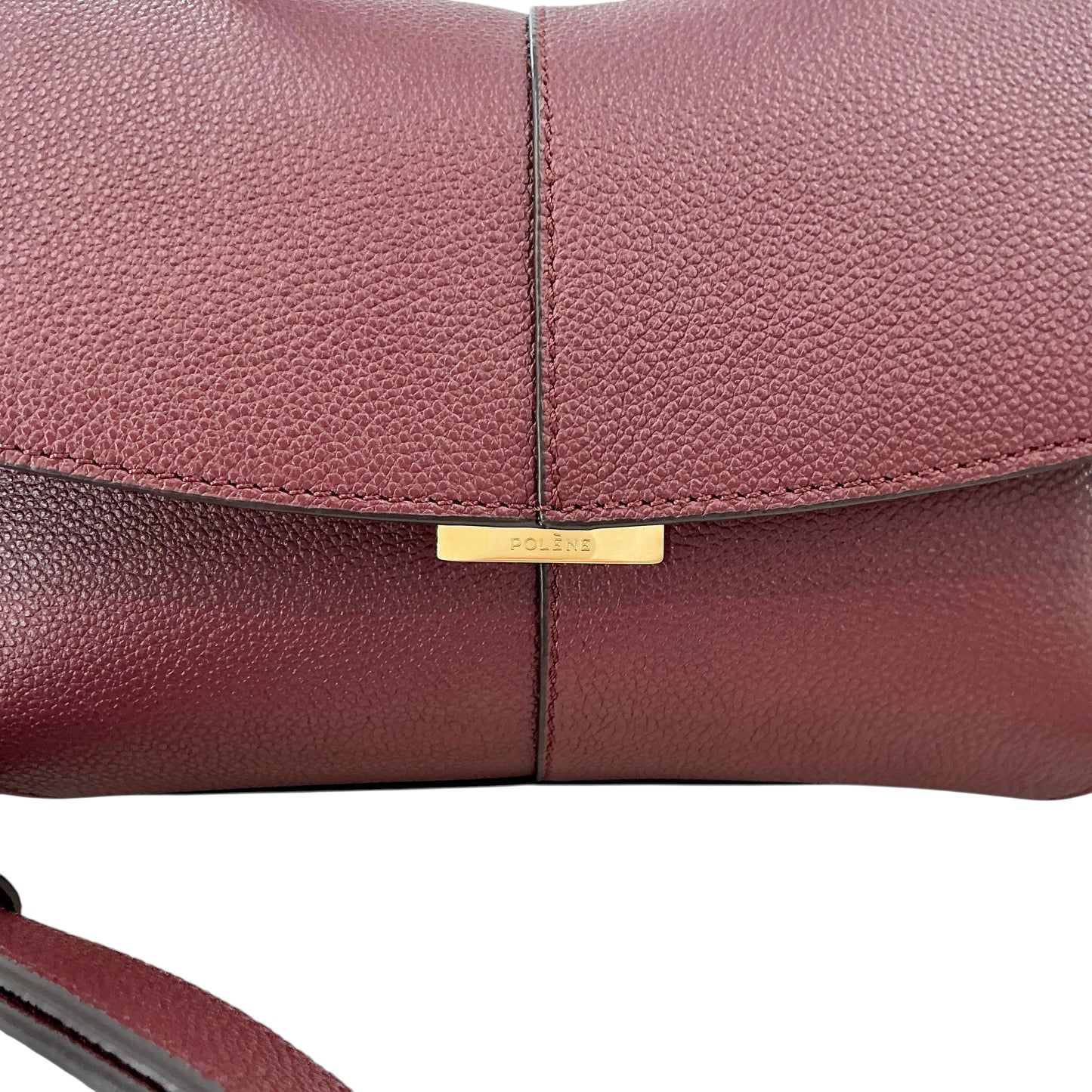 Polène Mokki Bag - Black Cherry Grained Calf Leather Satchel / Crossbody