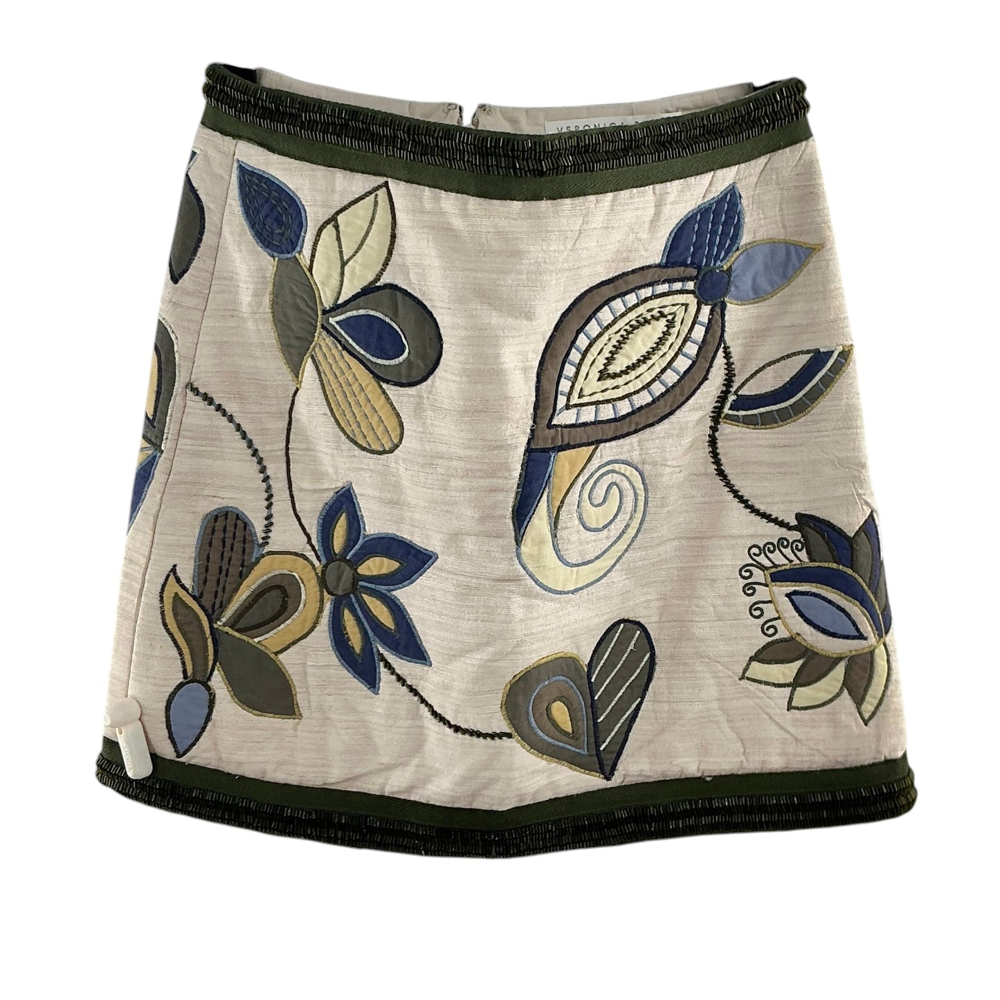 Veronica Beard Inga Embroidered Raw Silk Beaded Mini Skirt