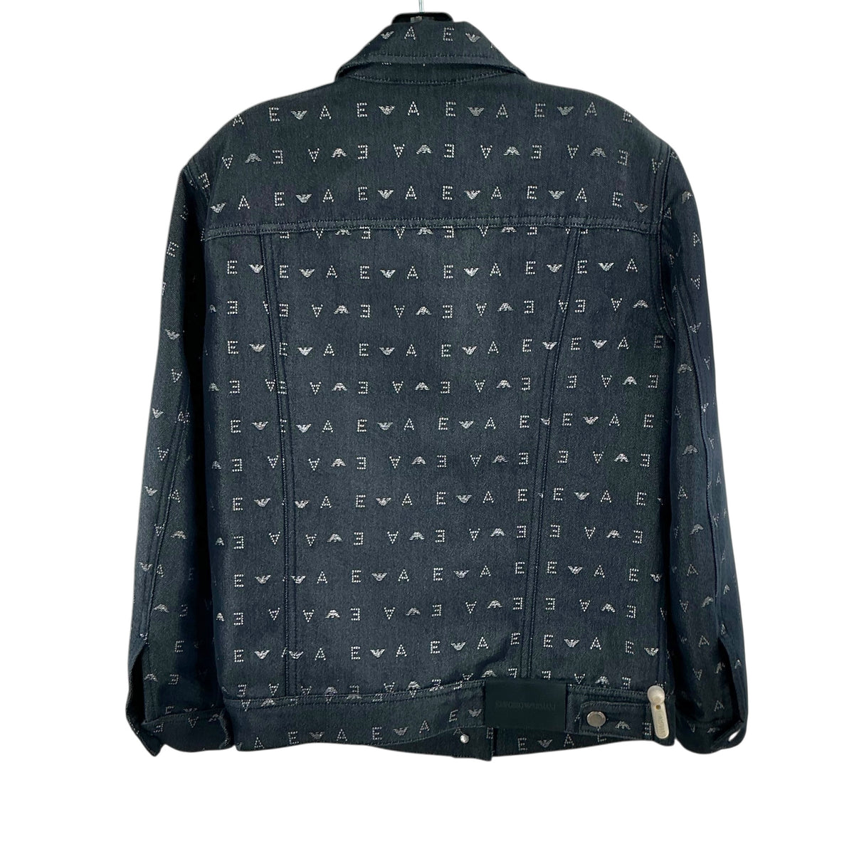 Emporio Armani All-Over Logo Monogram Black Denim Jacket