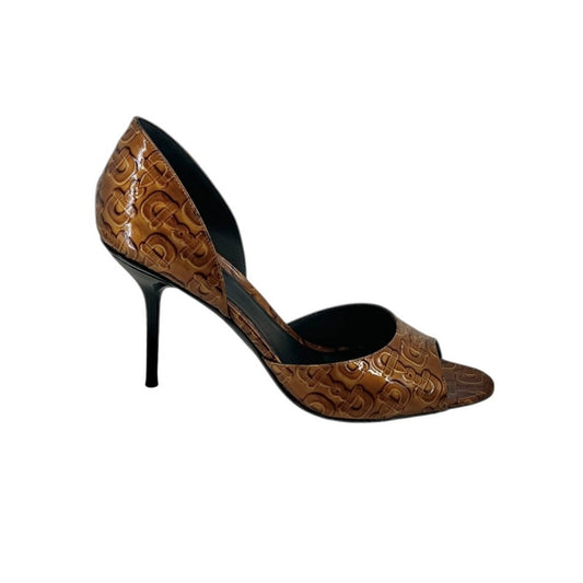 Gucci Brown Guccissima Leather D'Orsay Peep Toe Pumps