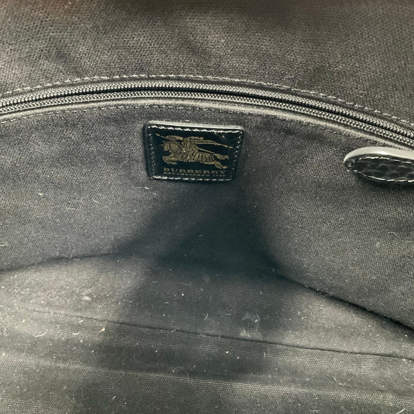 Burberry Black Grained Leather Front-Pocket Hobo Bag