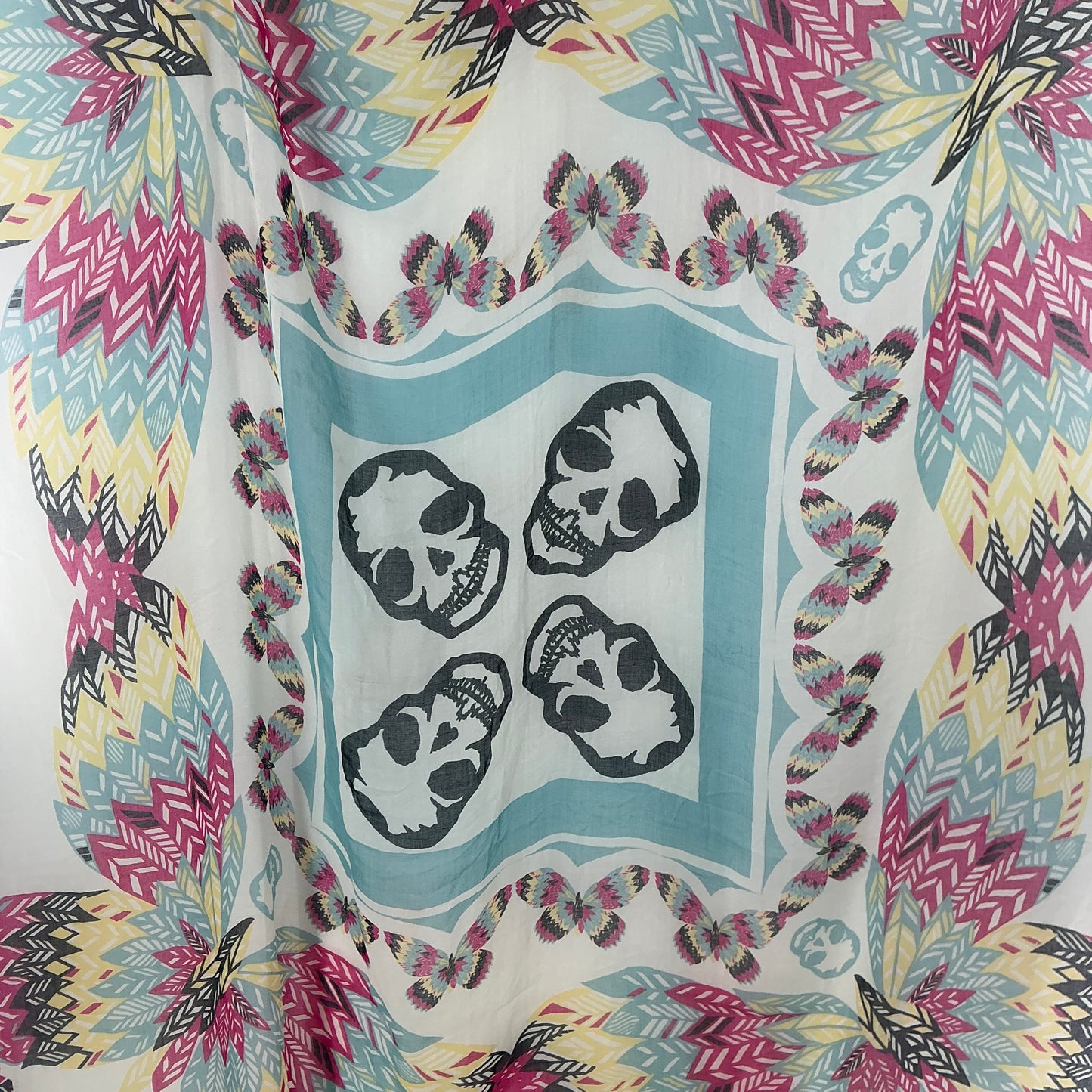 Zadig & Voltaire Skull and Butterfly Graphic Scarf