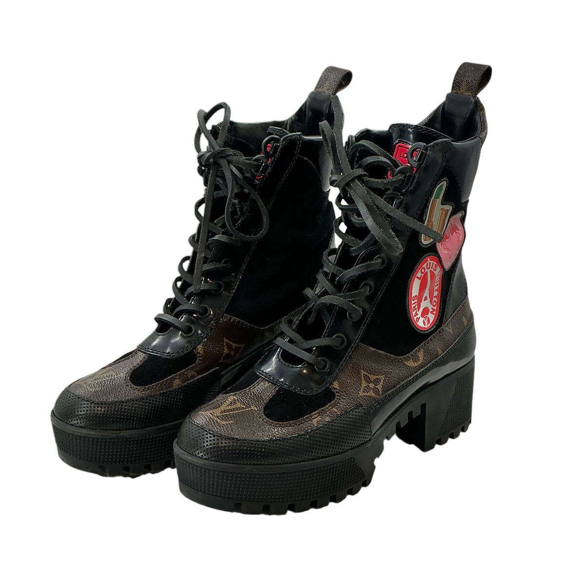 Louis Vuitton World Tour Patches Laureate Platform Combat Boots