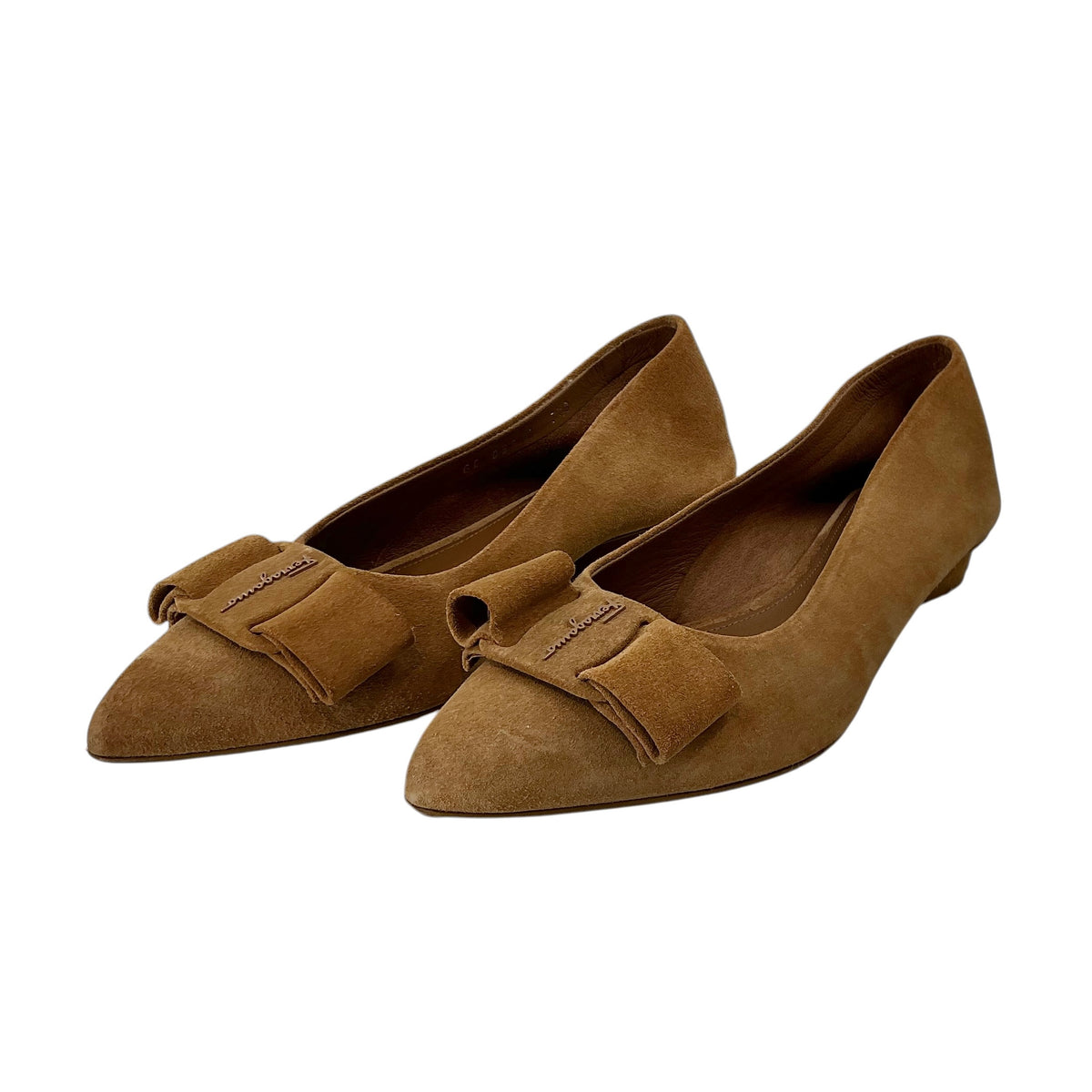 Salvatore Ferragamo Viva Bow Suede Flats