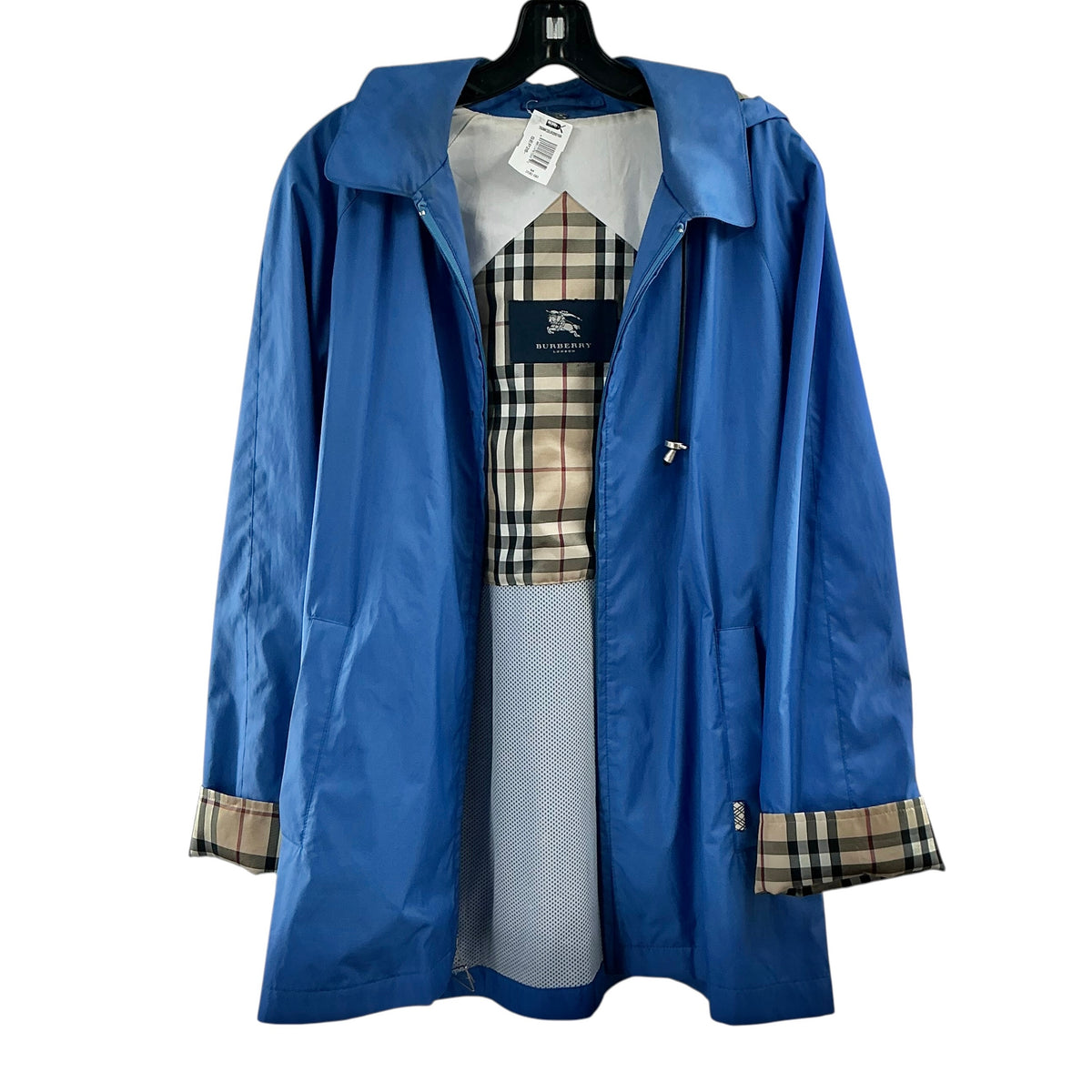 Burberry London Nova Check Trim Hooded Rain Jacket / Trench Coat