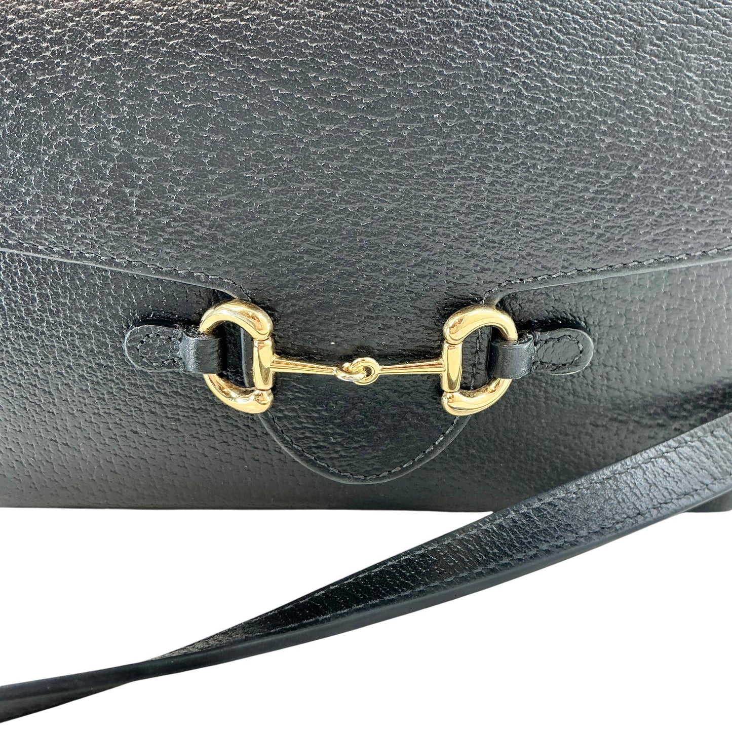 GUCCI Black Grained Leather Small Horsebit 1955 Shoulder Bag