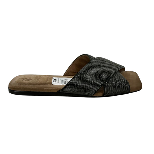 Brunello Cucinelli Monili Bead Crisscross Suede Slide Sandals