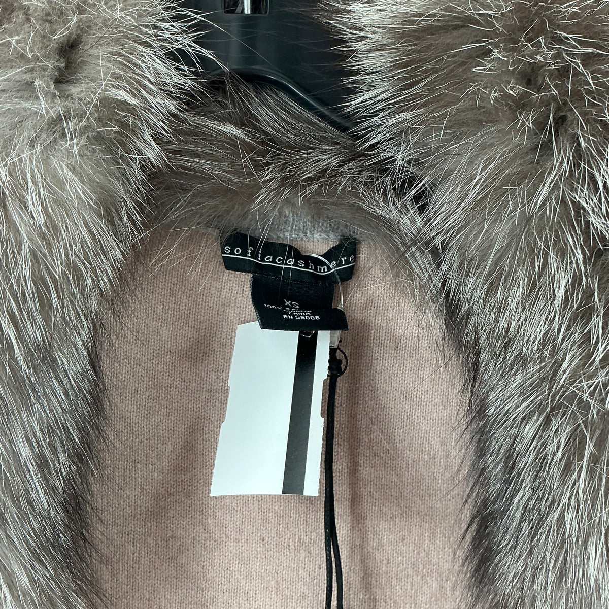Sofia Cashmere Grey Reversible Wool Coat with Fox Fur Collar
