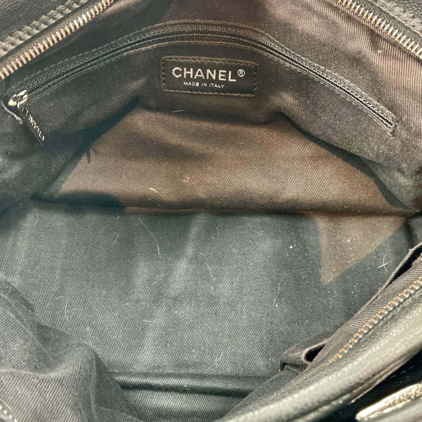 Chanel Vintage Black Diamond Stitch Leather Bowler Bag