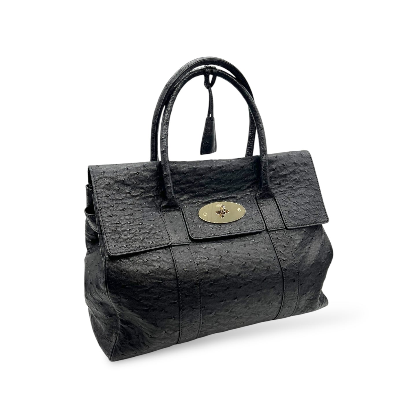 Mulberry Classic Bayswater in Black Ostrich Leather with Gold Hardware