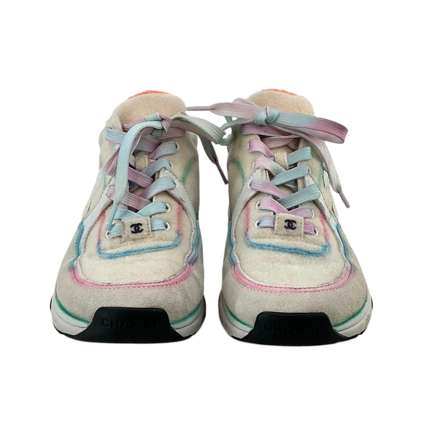 Chanel Multicolor Wool Suede Calfskin CC Sneakers