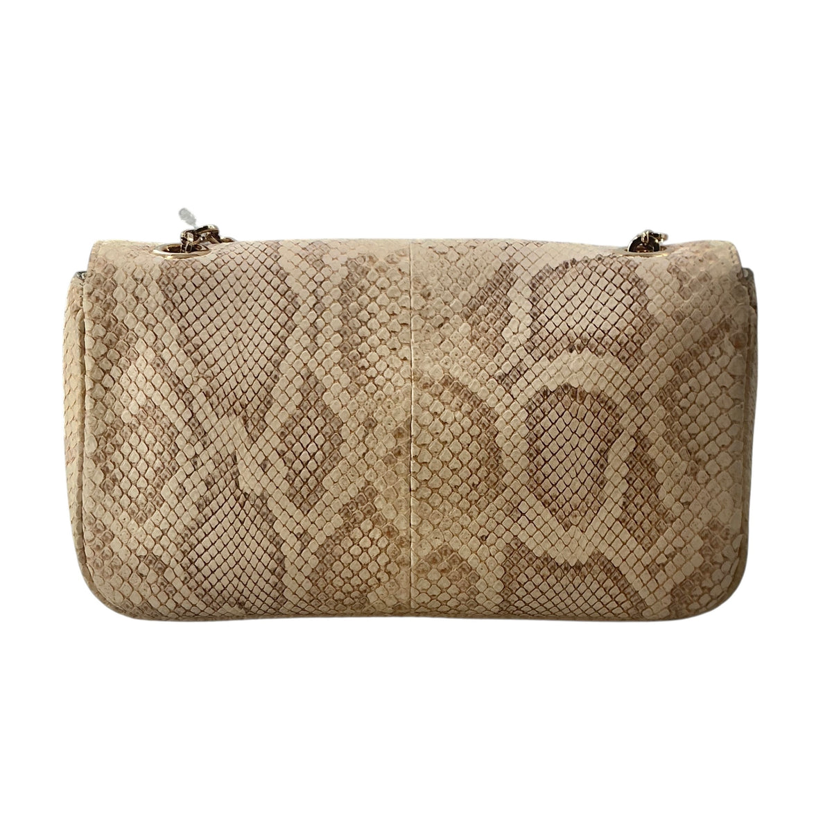 Salvatore Ferragamo Beige Python Luciana Flap Shoulder Bag