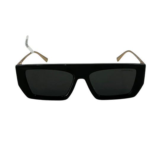 Tiffany & Co. Black Rectangular Sunglasses Gold T-Logo Accent