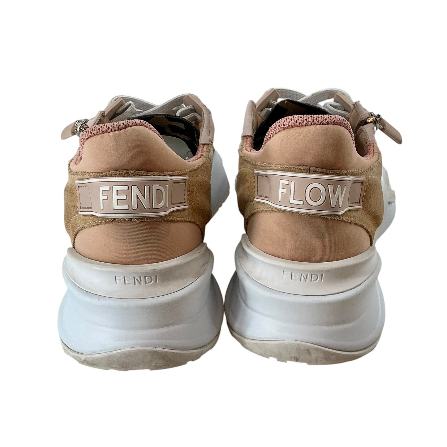 Fendi Flow Pink Beige Leather Mesh Sneakers