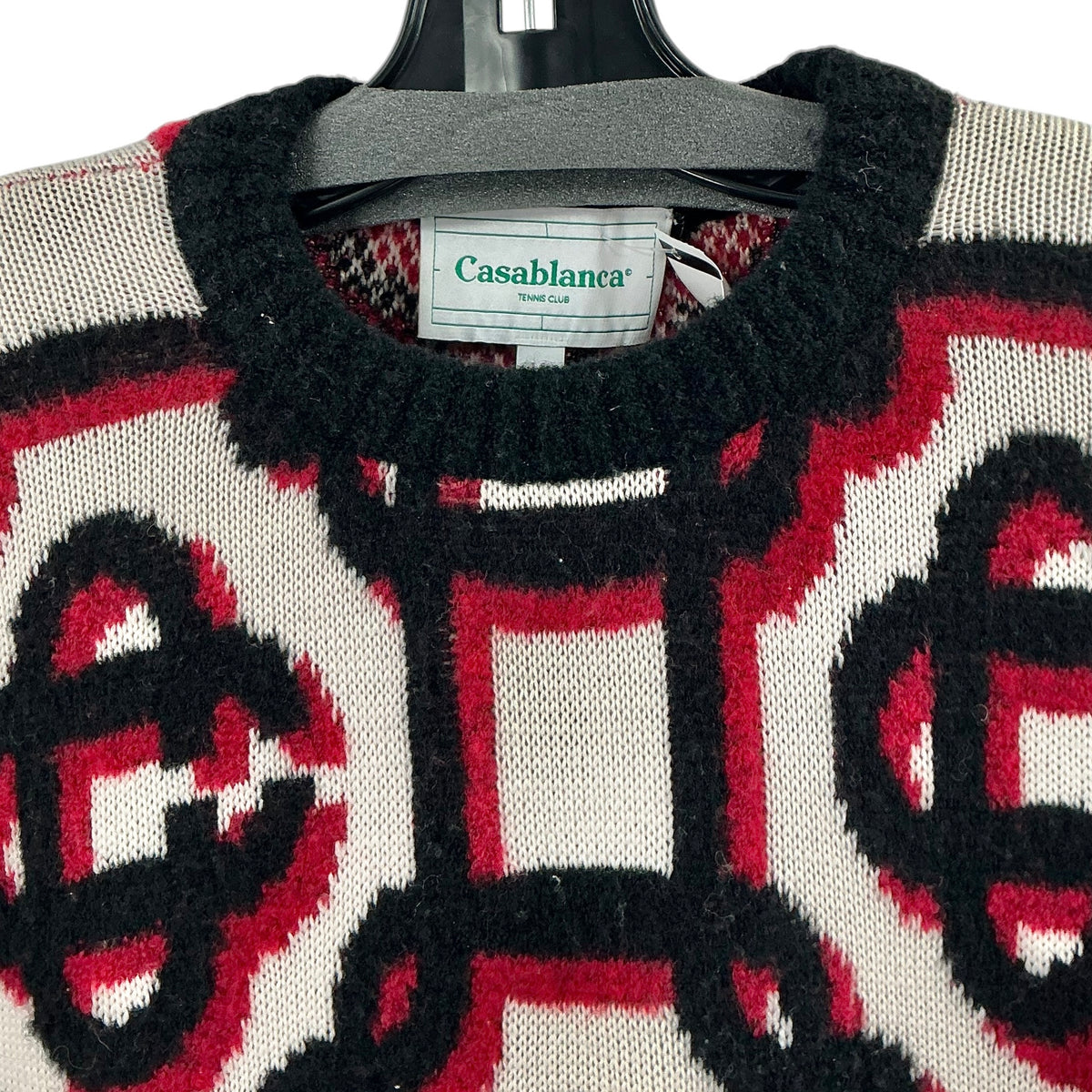 Casablanca 3D Monogram Intarsia Knit Sweater Off-White/Red/Black