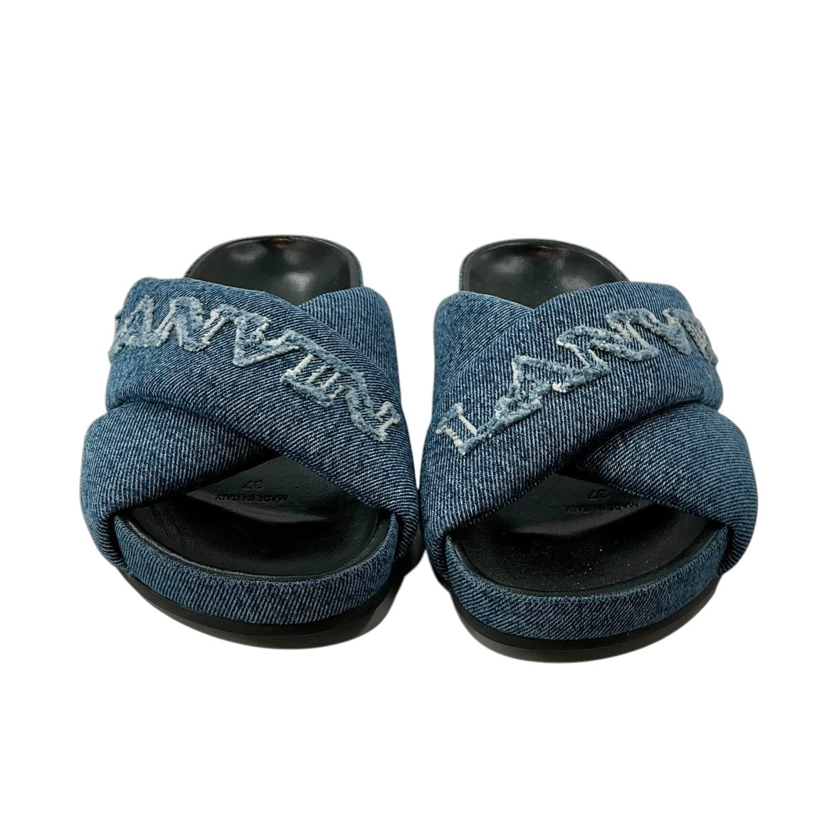 Lanvin Tinkle Logo-Embroidered Denim Sliders