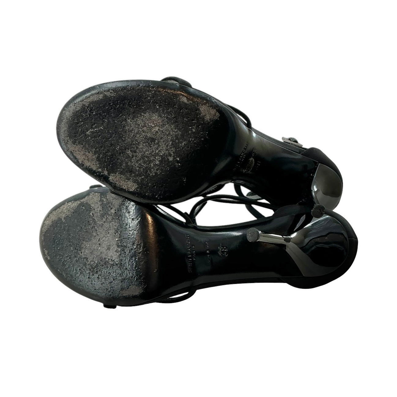 Saint Laurent Cassandra Patent Leather Logo Sandals