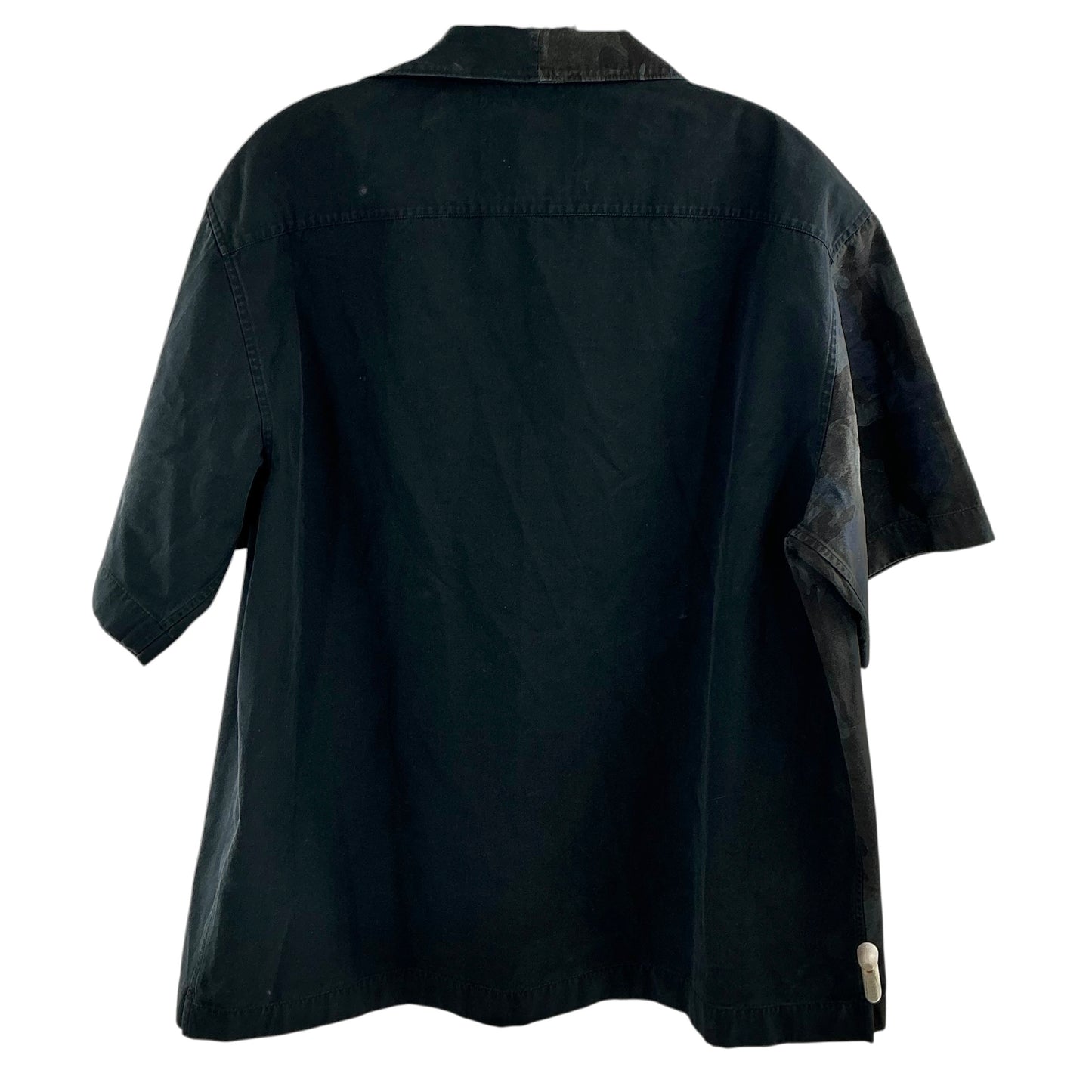 Prada Double Match Camouflage Split Poplin Bowling Shirt Black Gray
