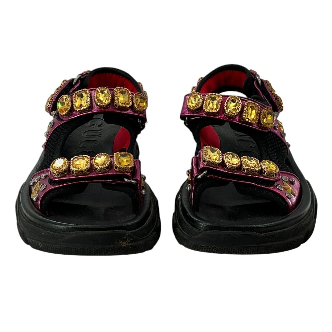 Gucci Aguru Crystal-Embellished Platform Sandals