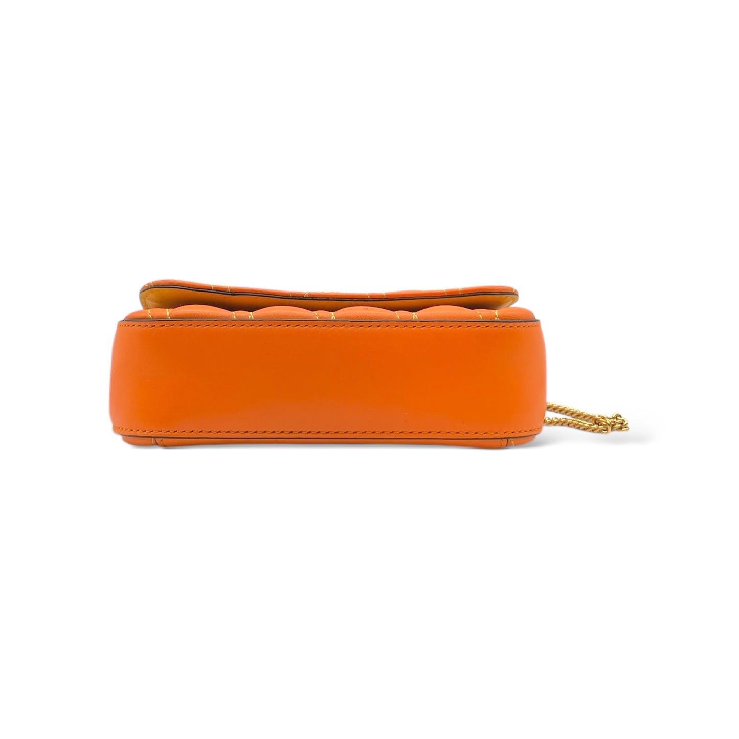 Versace Quilted Leather Mini Orange Crossbody Bag