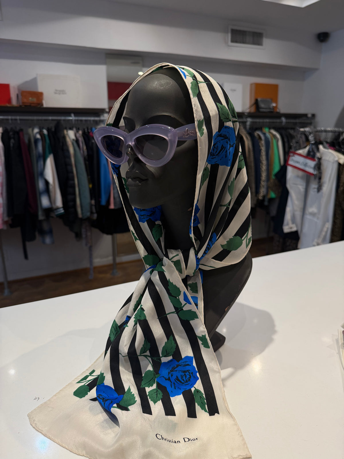 Christian Dior Floral Print Silk Scarf