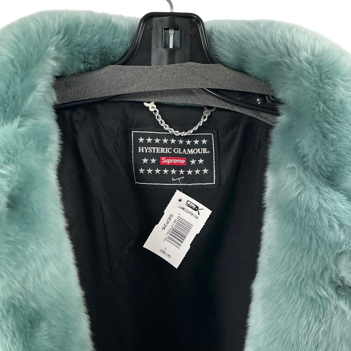 Supreme x Hysteric Glamour Faux Fur Coat Mint Light Blue Green Size Large FW17