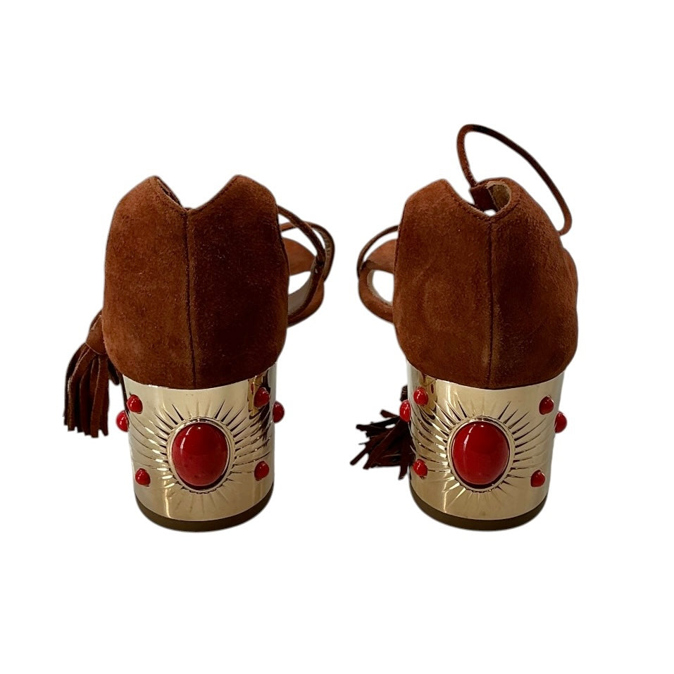 Aquazzura Brown Suede Ankle Strap Sandals