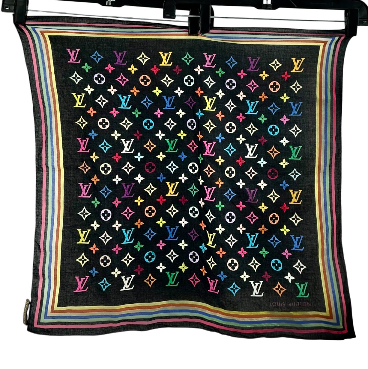 Louis Vuitton x Takashi Murakami Monogram Multicolore Silk Square Scarf - Black