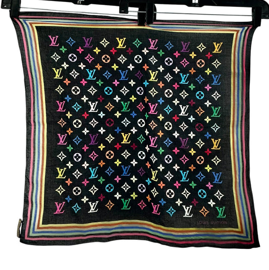 Louis Vuitton x Takashi Murakami Monogram Multicolore Silk Square Scarf - Black