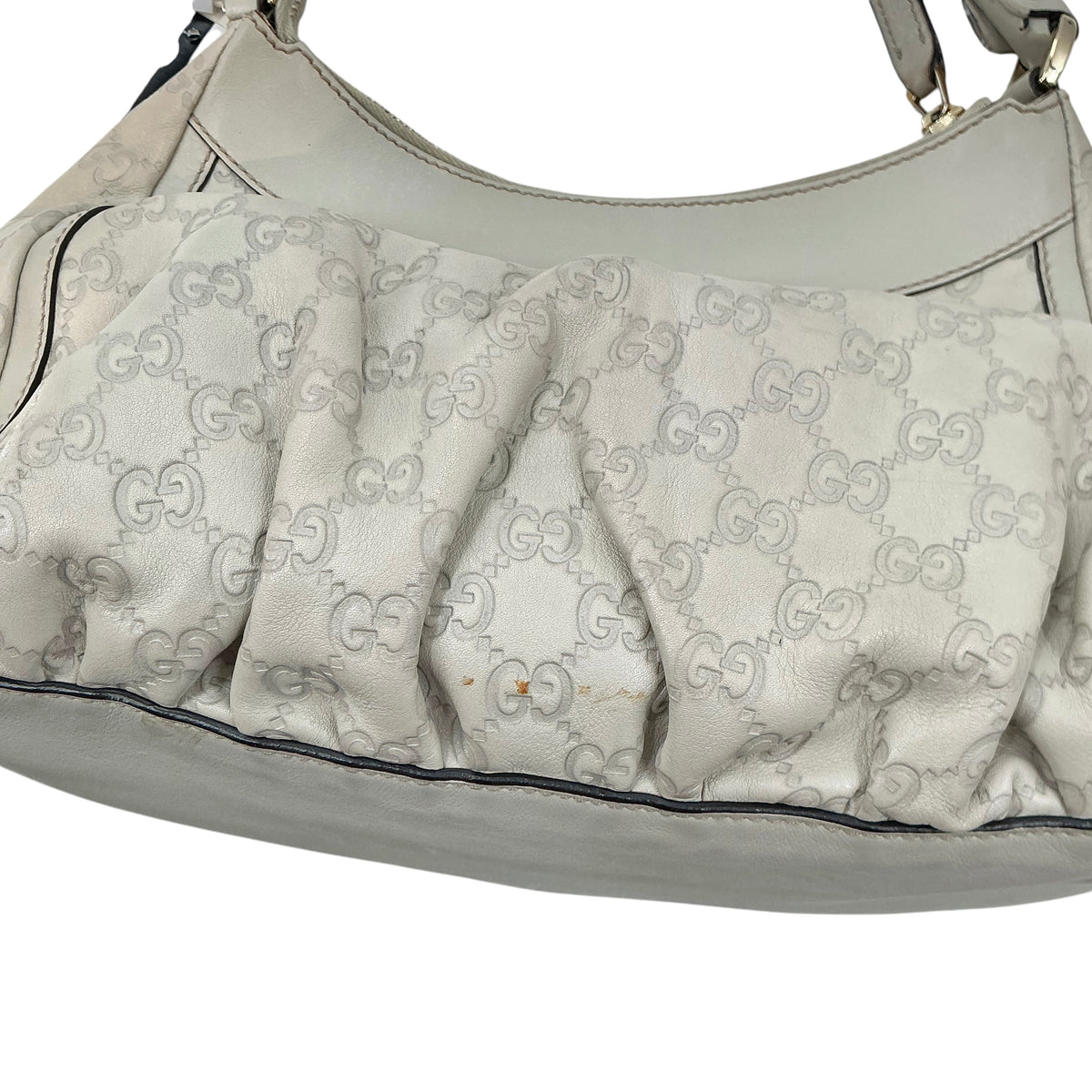 Gucci Off-White Guccissima Leather Medium Abbey D-Ring Hobo Bag