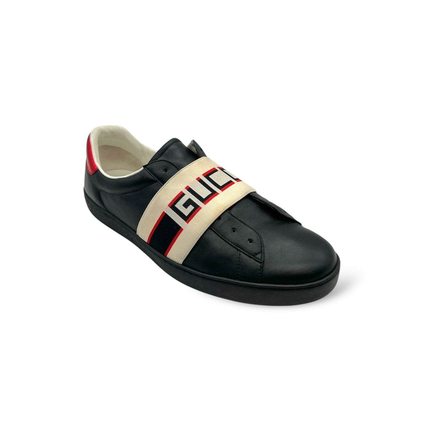 Gucci Men's Black Ace Calf-skin Leather Casual Sneakers