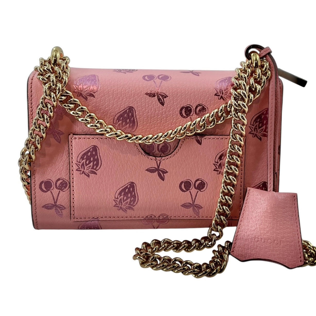 Gucci Small Padlock Strawberry & Cherry Shoulder Bag - Pink
