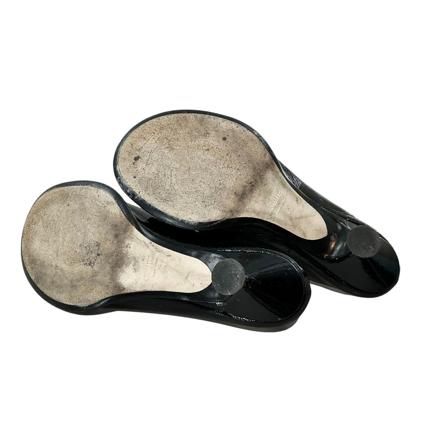 Khaite Watts Black Patent Leather Mule Sandal