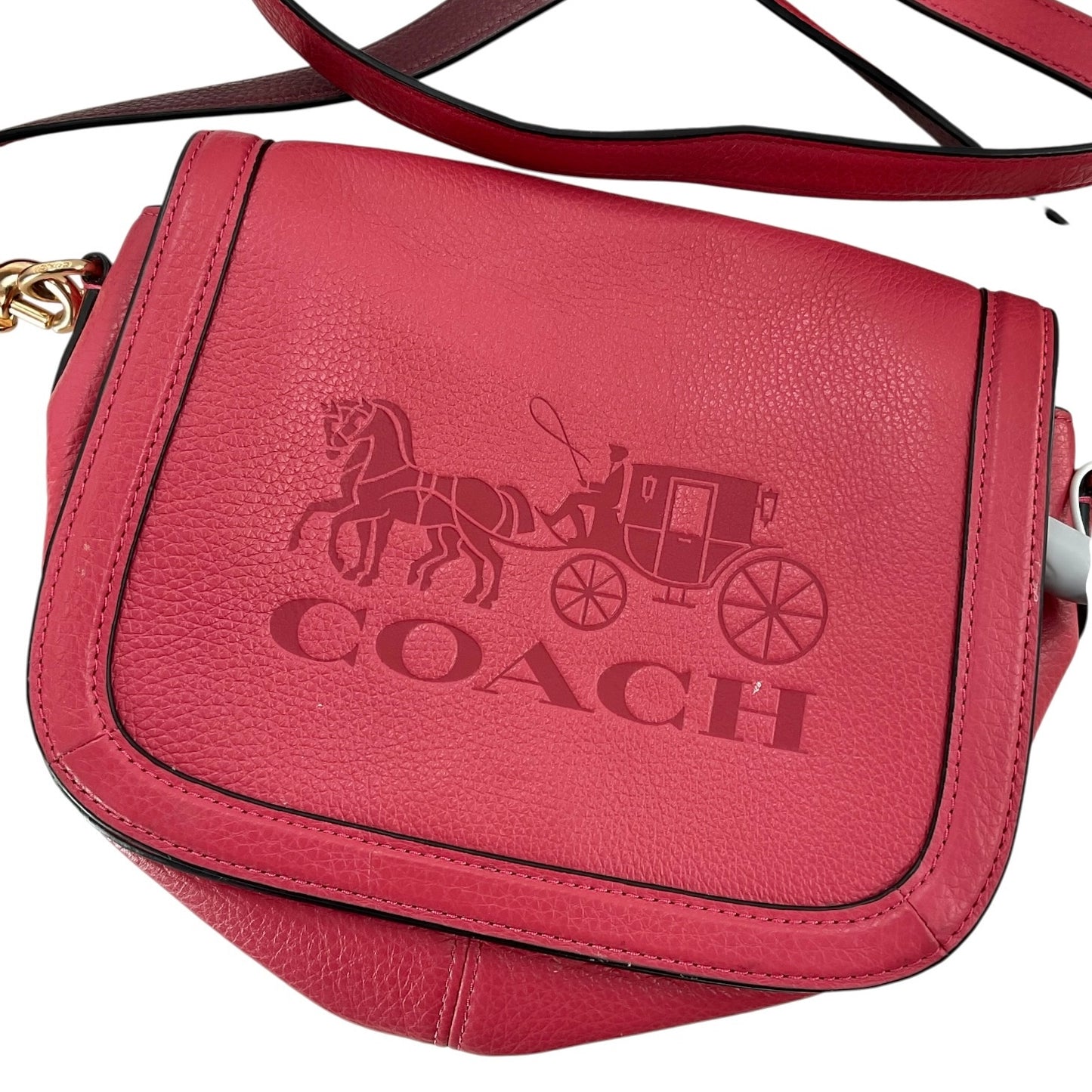 Coach C4058 Horse and Carriage Pebble Leather Saddle Bag