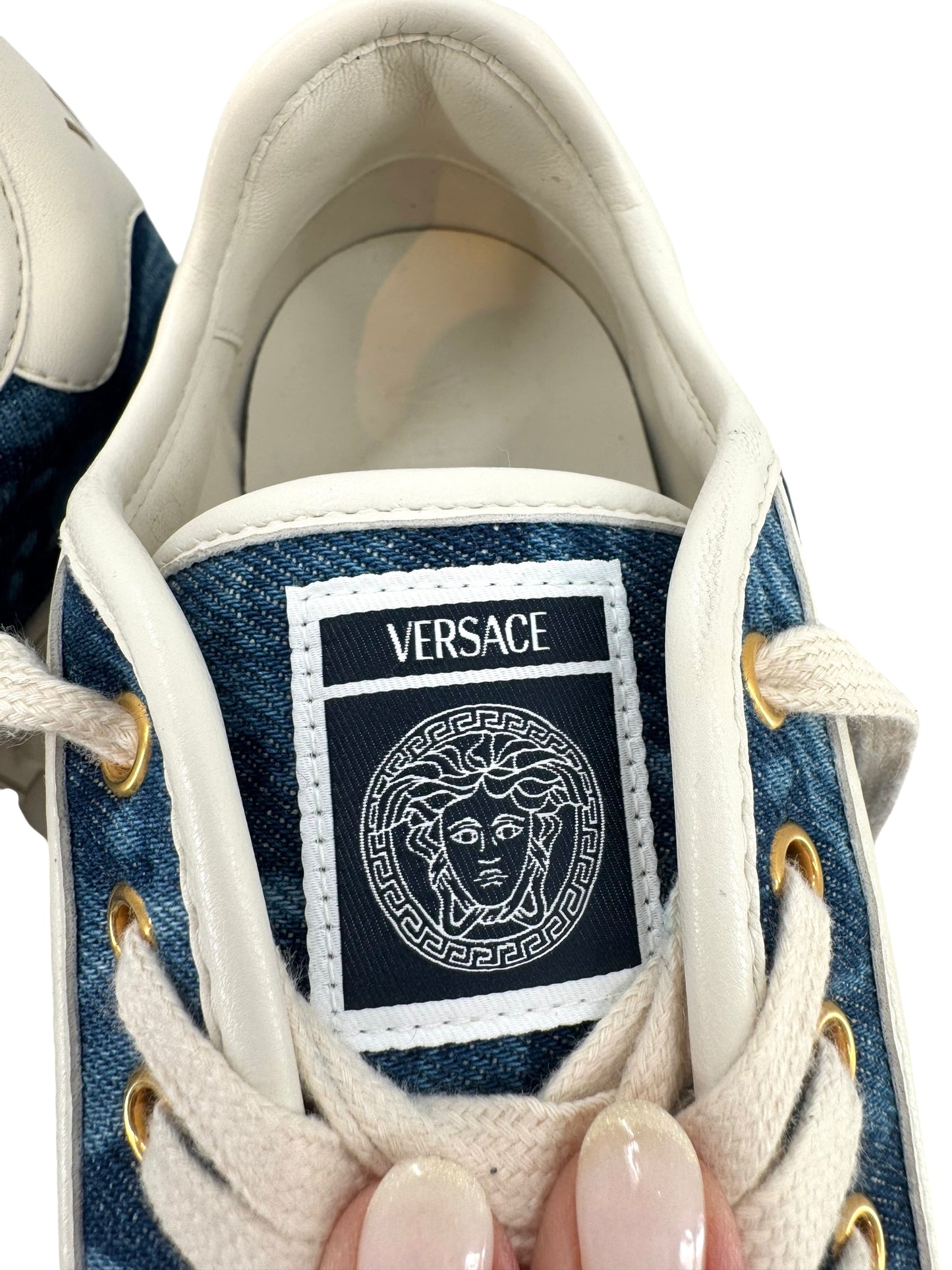 Versace Womens Greca Denim Sneakers- Size 39