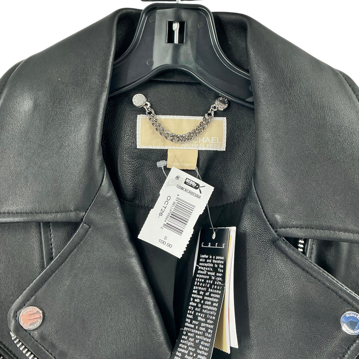 Michael Kors Women's Black Leather Moto Jacket
