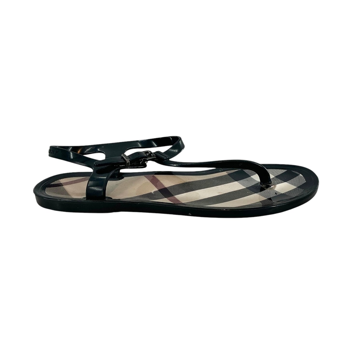 Burberry Black Nova Check Jelly Thong Sandals