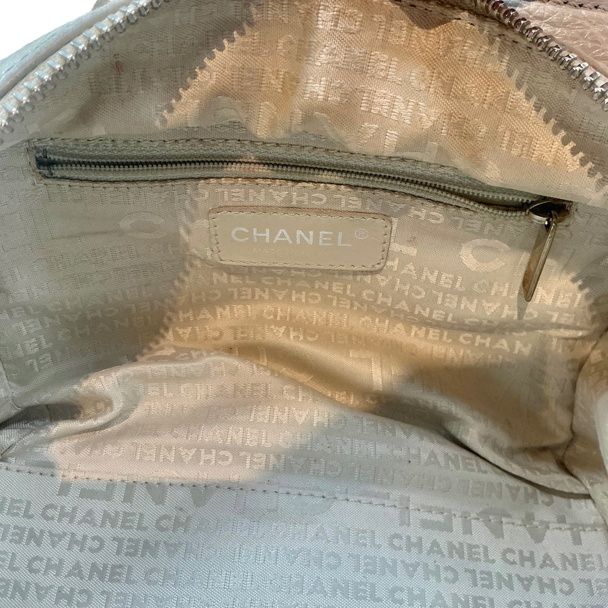 Chanel Vintage White Leather Bolt Bowler Bag