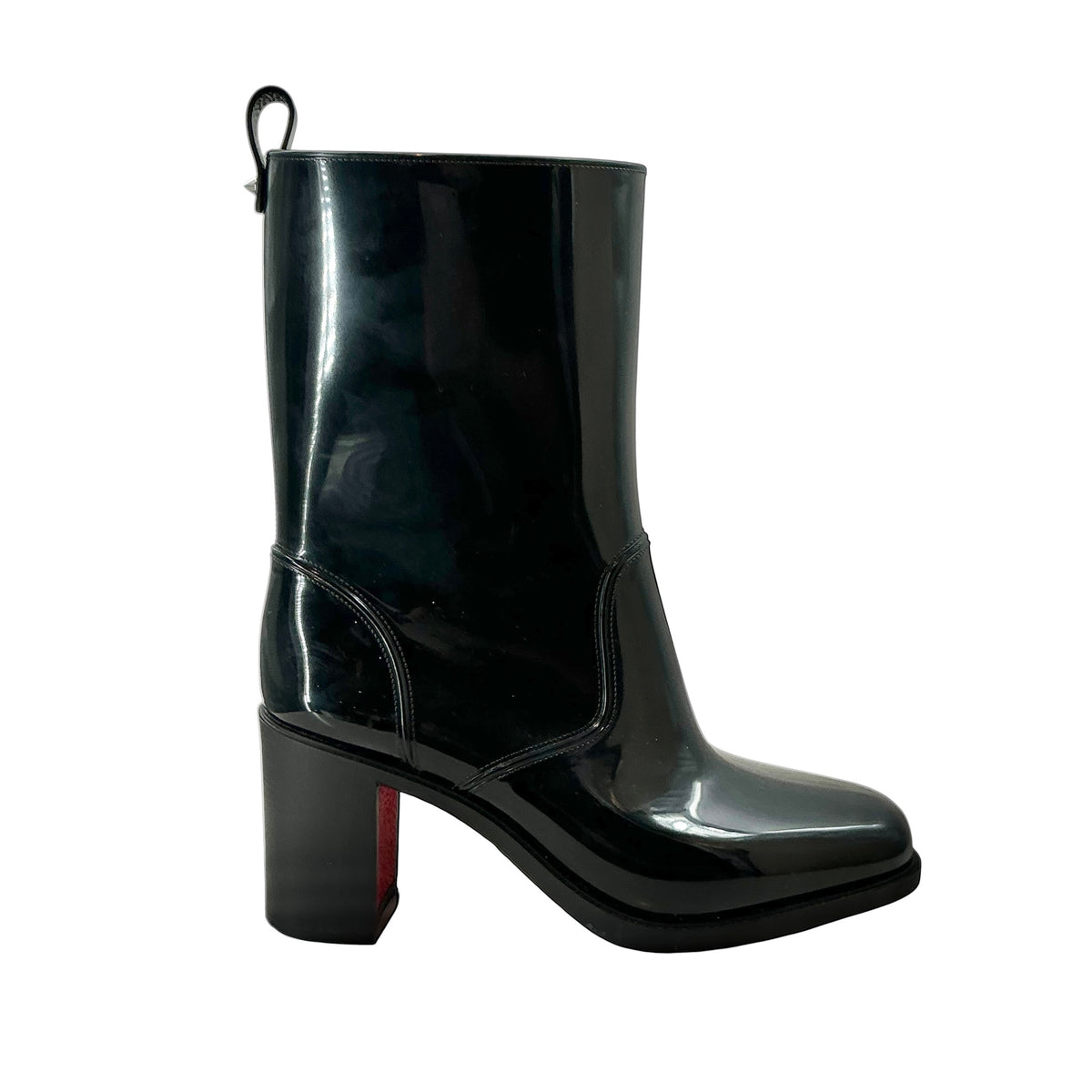 Christian Louboutin Loubirain 70 PVC Block Heel Rain Boot