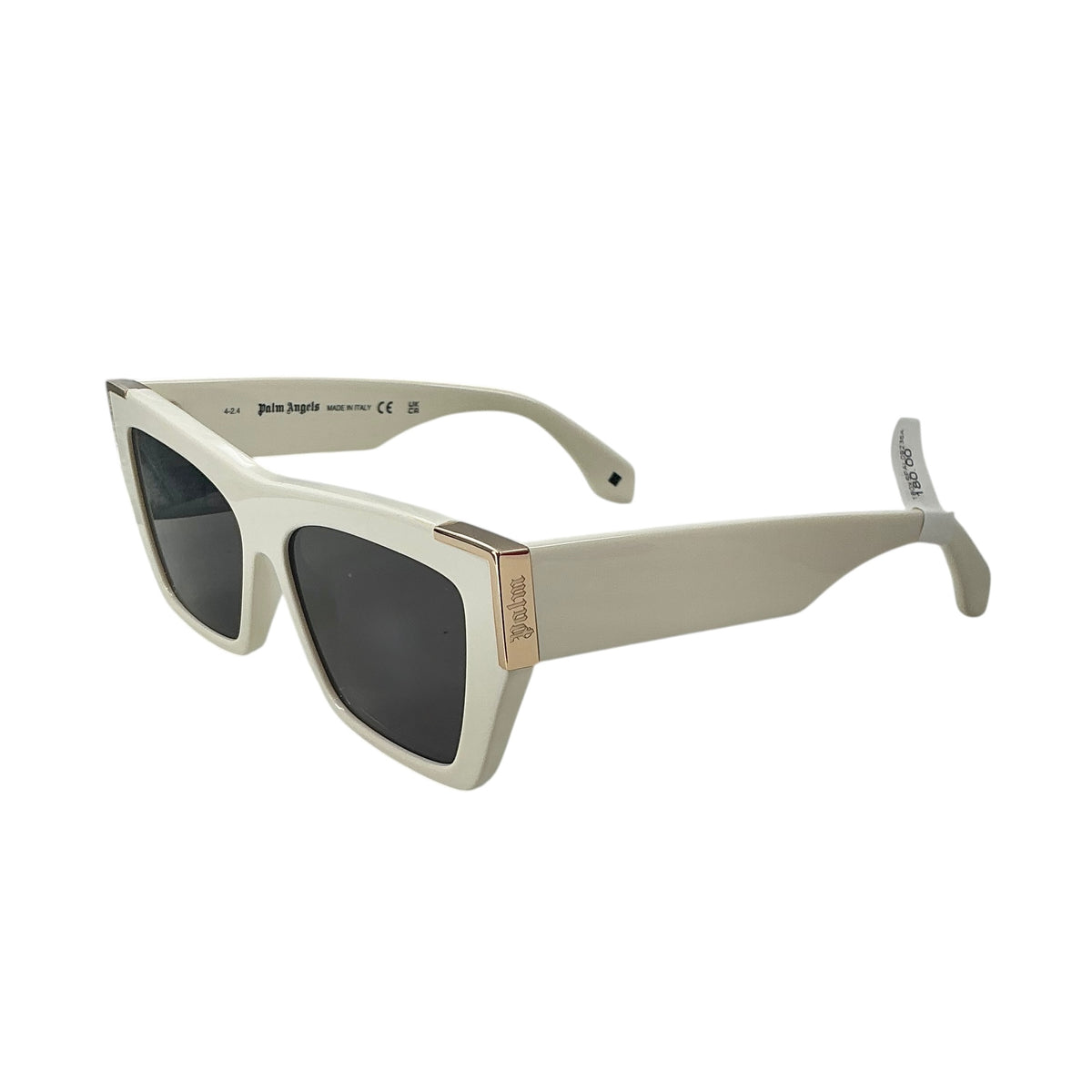 Palm Angels Hollywood Sunglasses in White with Gold Accents