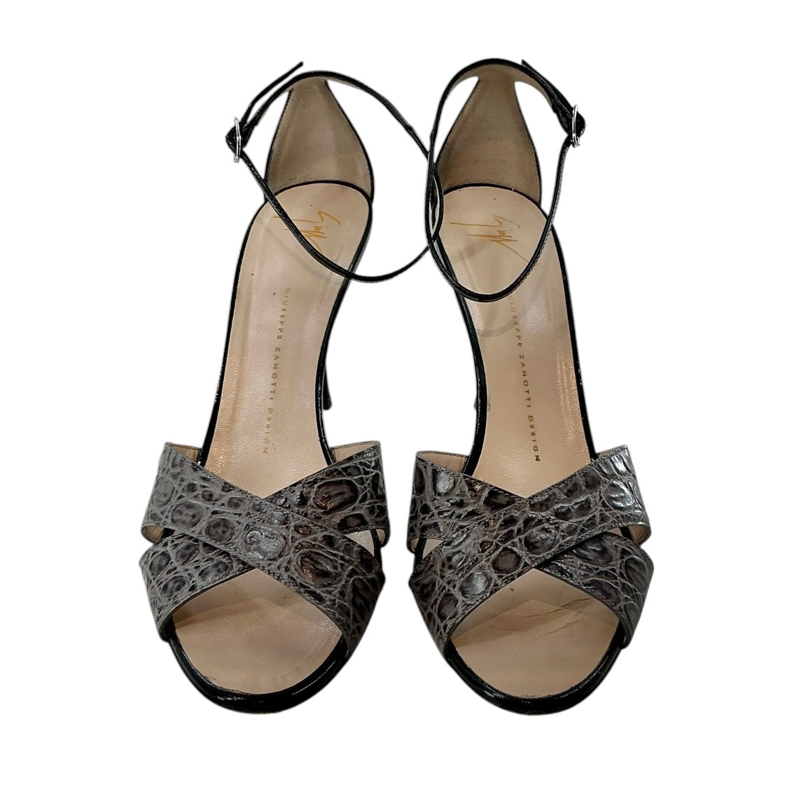 Giuseppe Zanotti Beverly Alligator-Embossed Strappy Heels