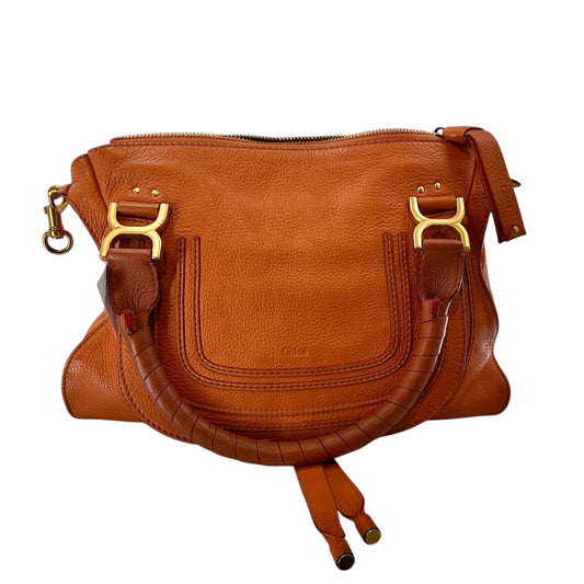 Chloé Marcie Medium Grained Leather Satchel - Orange