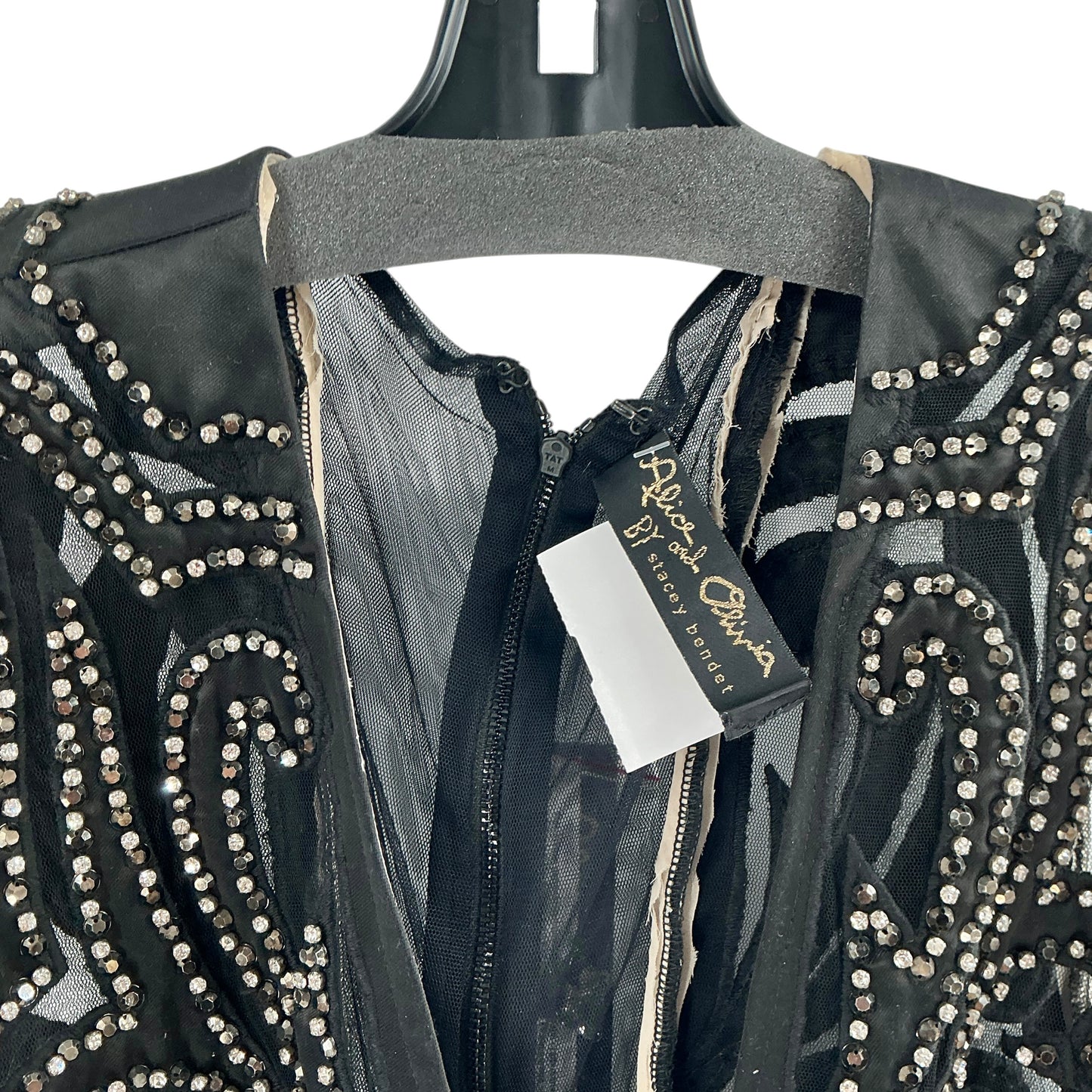 Alice + Olivia Pacey Embellished Low V-Neck Dress