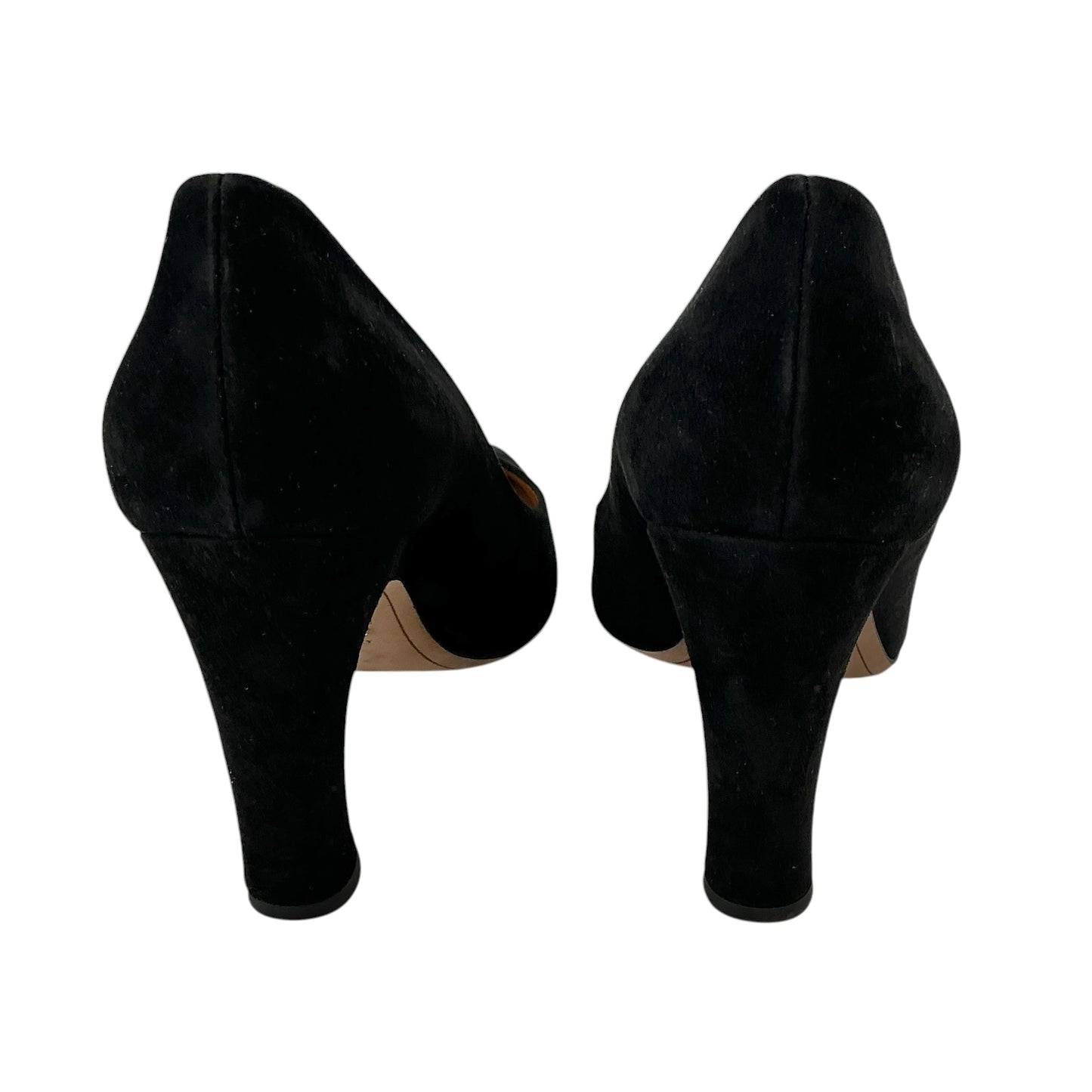 Chloé Oli Black Suede Pointed-Toe Comma Heel Pumps