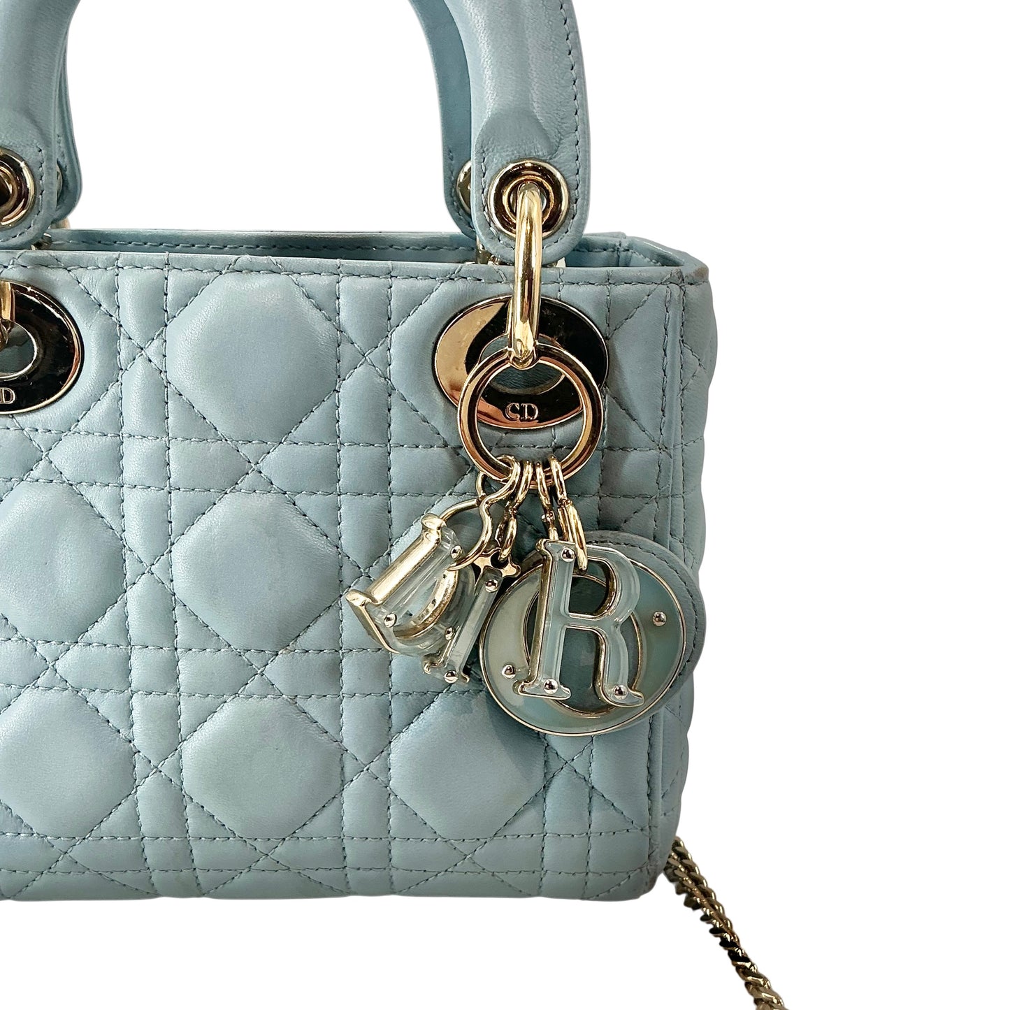 Christian Dior Mini Lady Dior Bag - Light Blue/Cloud Blue Cannage Lambskin