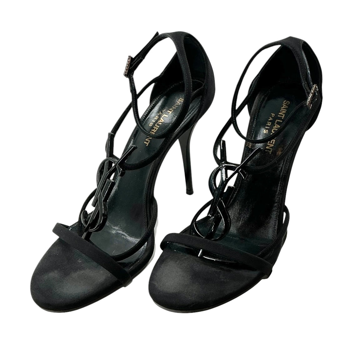 Saint Laurent Cassandra Patent Leather Logo Sandals