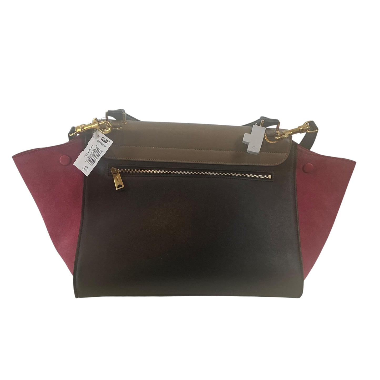 Celine Medium Tricolor Trapeze Bag in Leather and Suede