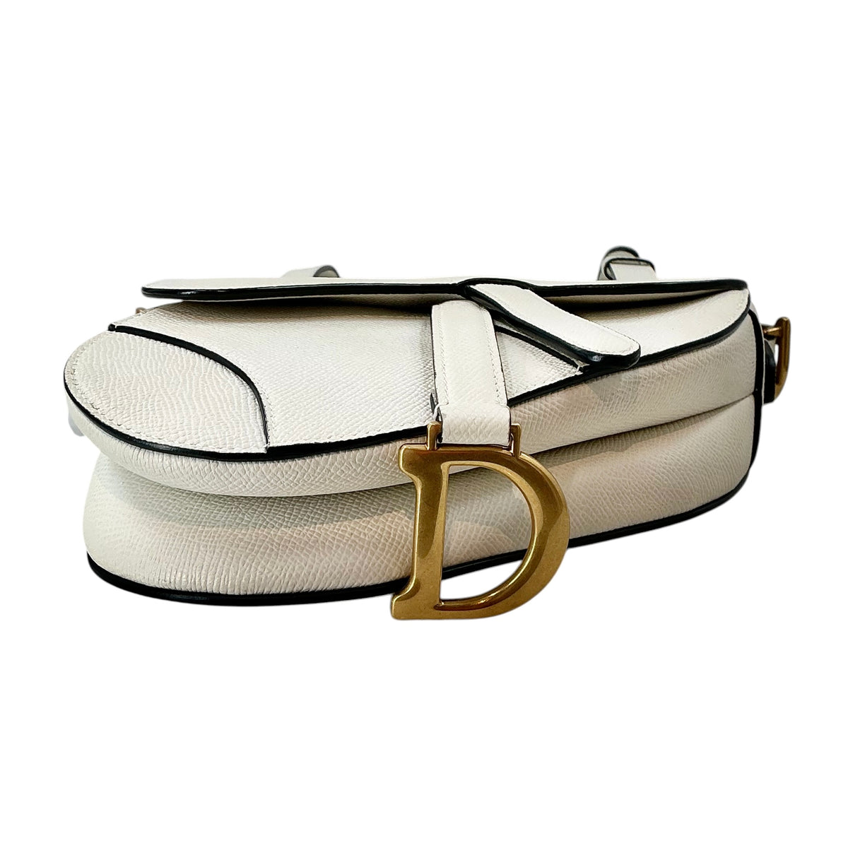 Christian Dior Small Saddle Bag with Strap – Latte Grained Calfskin with Antique Gold Hardware