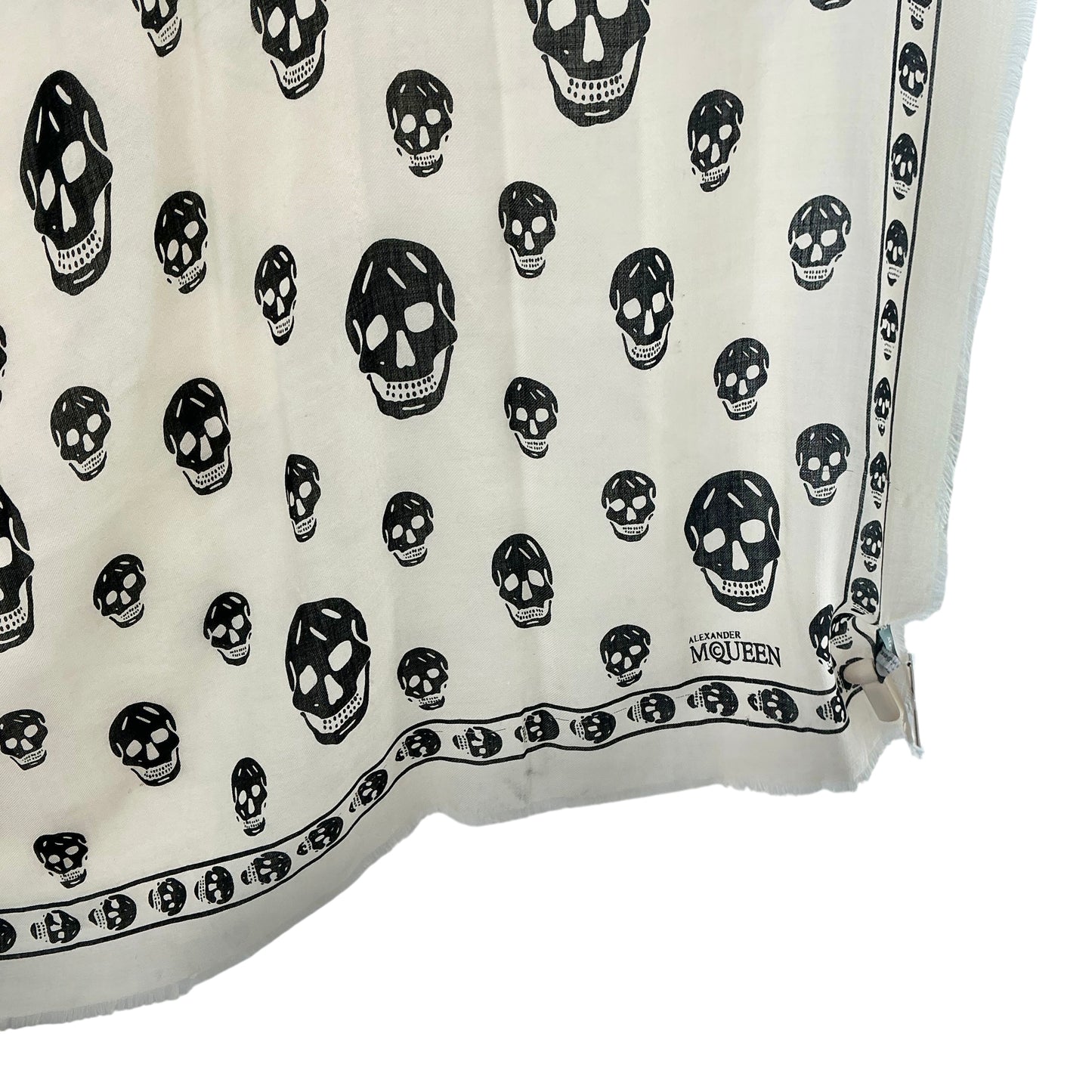 Alexander McQueen Silk Skull Chiffon Scarf - Ivory / Black