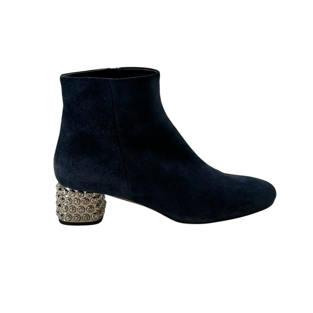 Miu Miu Crystal-Embellished Suede Ankle Boots
